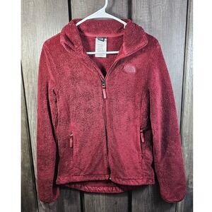 The North Face Womens Fleece Jacket Crimson Red Full Zip Soft Cozy Size XS